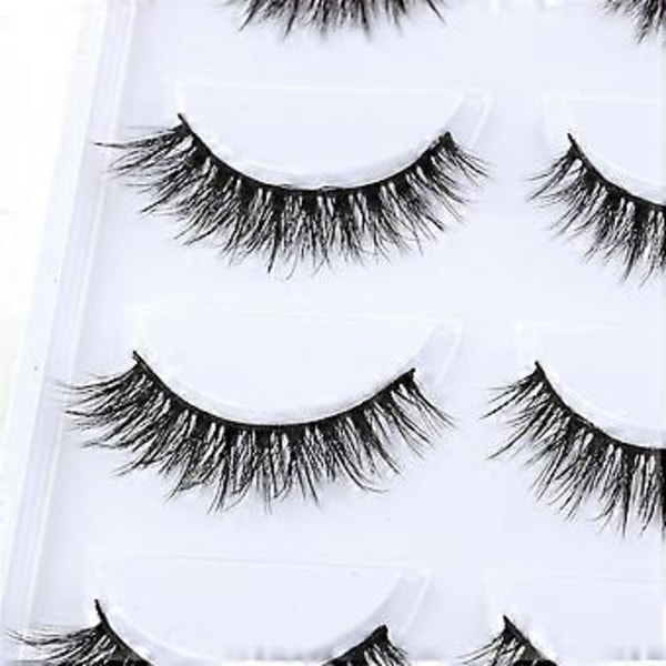 3DX-09 5 Par Naturliga Mjuka 3D Lösögonfransar Handgjorda Falska Ögonfransar Faux Cils Smink