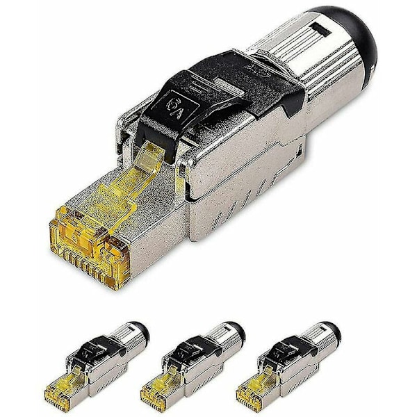 4 stk Cat8 Industriell Ethernet-kontakt Rj45 Skjermet Feltkontaktverktøy