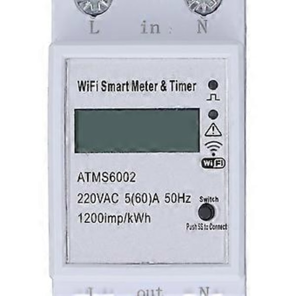 WiFi Smart Meter Strømmåler Elektricitet Energi Monitor Switch Enkeltfaset DIN-skinne 2P AC220V