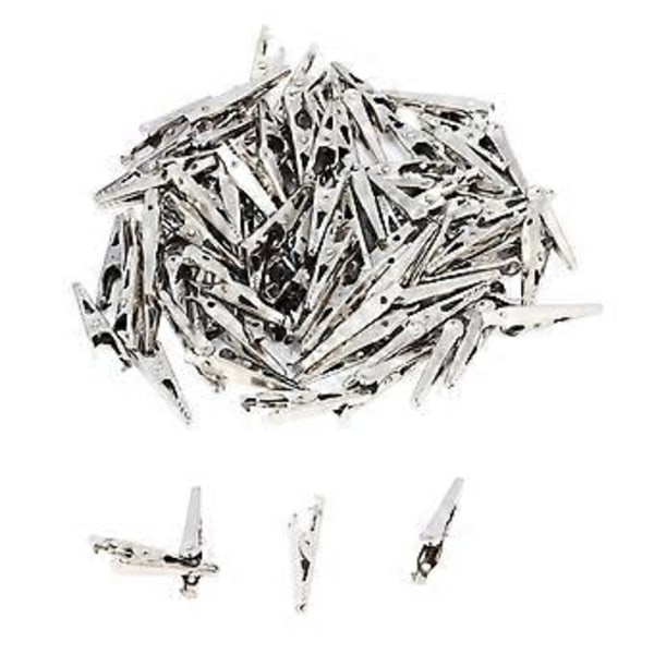 100 st Krokodilklämma Legerat Stål Metall 35mm för Elektrisk Kraft Experiment Test DIY Handgjord Bil
