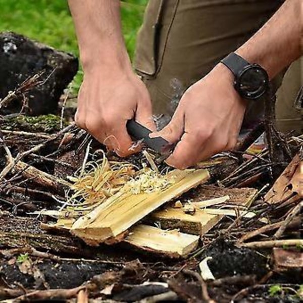 Flint og stål, flinttenner for overlevelse i bushcraft, magnesiumstift-ildstartersett med håndlaget trehåndtak 2 stk -