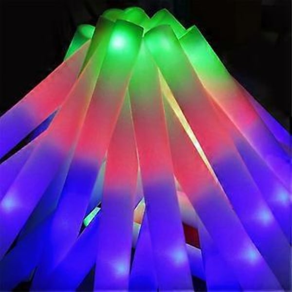 Flerfärgade LED-skumstavar - Glitterljusstavar för barn, ljusstavar, karneval, födelsedag, bröllop