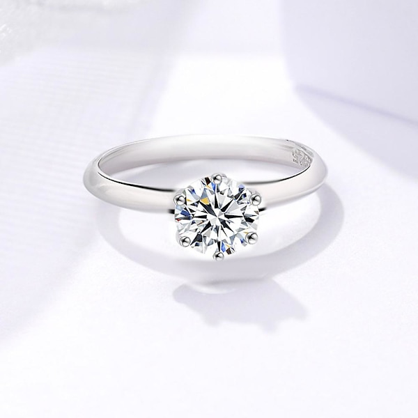 Moissanite vigselring, klassisk förlovningsring för kvinnor, 925 sterling silver