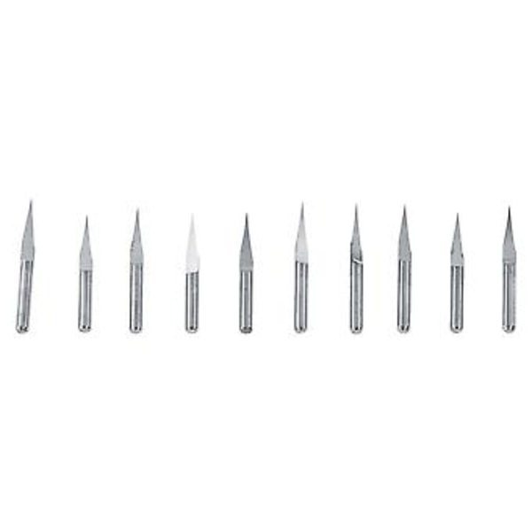 10 st 3,175 mm Hårdmetall CNC Gravyrbits Router Carving Tool, 10 Grader, Hög Precision & Hållbarhet för Trä, Plast, PCB Gravyr, DIY