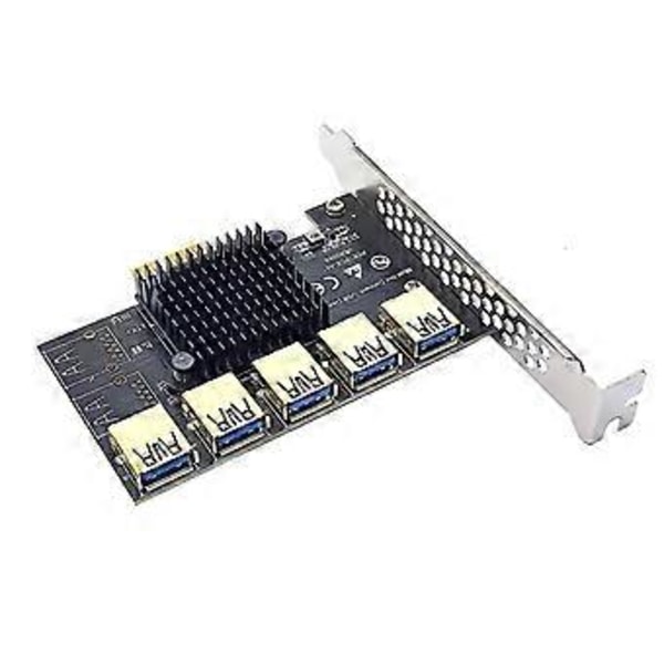Lisäkortti PCI-Express Riser -kortti PCI-E 1X - 5 ulkoista 16X USB3.0 PCI-e -sovitinta