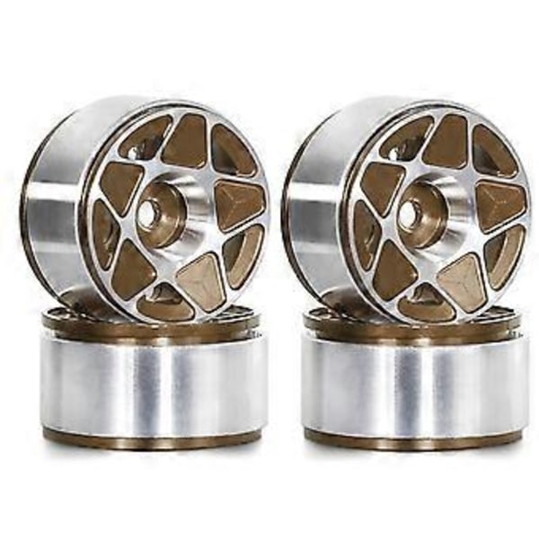 4 stk. 1.0 tommers Metall Beadlock Felg Nav Felg for 1/18 1/24 RC Crawler Bil TRX4M Oppgraderingsdeler Tilbehør Brun