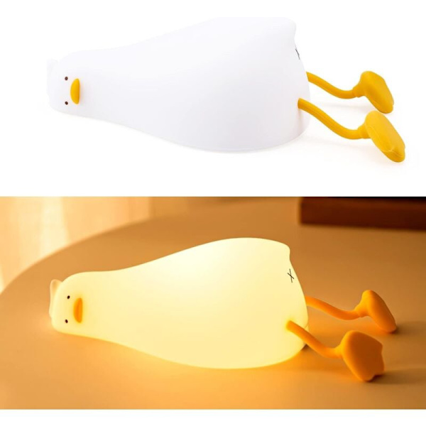 Silikoninen yövalo lasten makuuhuoneeseen, Peace Duck -yölamppu, ladattava yöpöytälamppu lapsille.