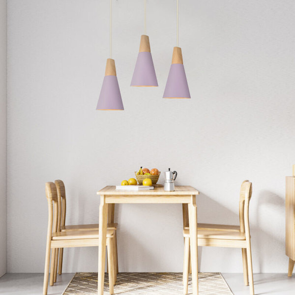 Moderni ja yksinkertainen kattovalaisin, metalli ja puu, säädettävä DIY-riippuvalaisin, violetti