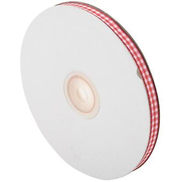 45m Hel Rulle Klippta Längder Gingham Band Sömnadshantverk, 6mm Bred Röd