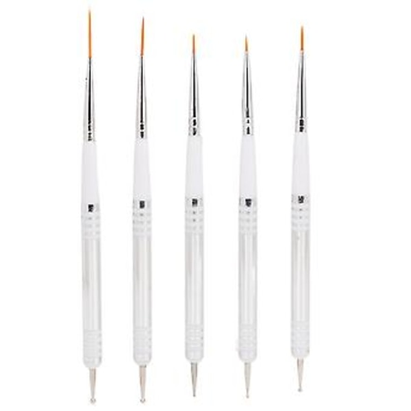 5 stk. Neglekunstbørster Dobbeltsidet Detaljetegning Fine Tip Negle Dotting Penne til Hjemme DIY Salon Manicure