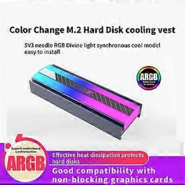 M.2 NVME SSD Køleplade 5V 3Pin ARGB Farvede Lys M.2 SSD Køler 2280 Solid State Drive Køler