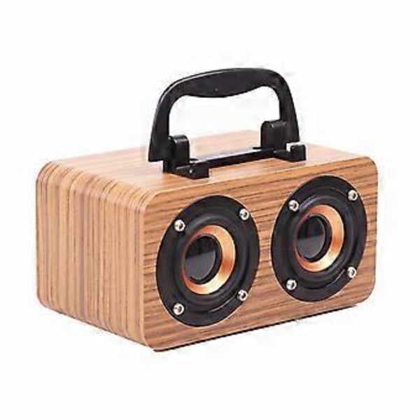 Bärbar Trähögtalare Bluetooth 5.0 Dubbelkanal Stereo med FM-radio, Hi-Fi-ljud, TF-kort, AUX-stöd B