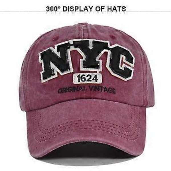 NYC tredimensionel broderi baseballkasket broderet skyggekasket vasket for at give et gammelt udseende solskærm buet skygge hat bred skygge hat Asien