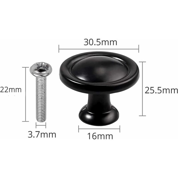 25 stk. Møbelknopper Skuffer Knopper Møbelgreb Vintage Antik Messing Diameter 30 mm Knob til Skabsskuffe Køkken (25, Sort)