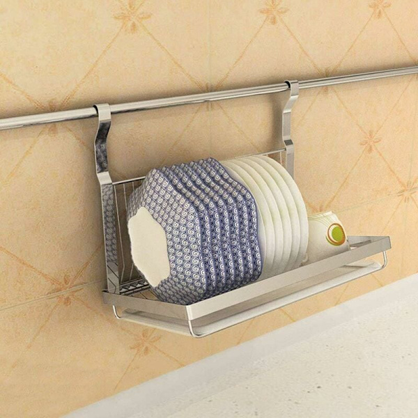 Rustfritt stål sammenleggbar veggmontert oppvaskstativ（39.5X26.5X5.5cm）