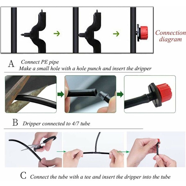 200 stk 1/4 vanningsdryppere, justerbare dryppvanningsdryppere for plantehage drivhus grønnsakshage plen, lilla