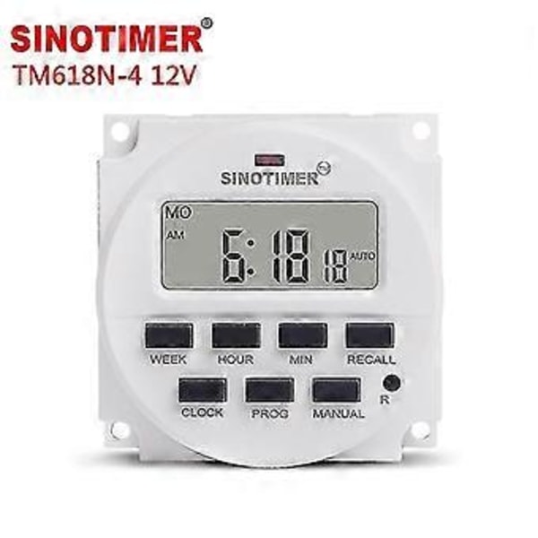 15,98 tuuman LCD-digitaalinen ajastin 12 V DC 7 ohjelmoitavaa aikakytkintä TM618N-4