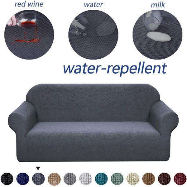 Strækbar sofaovertræk, vandtæt og ridsefast til sofa Elegant mønster med skridsikre skumruller（2-personers sofa, beige)145-185CM