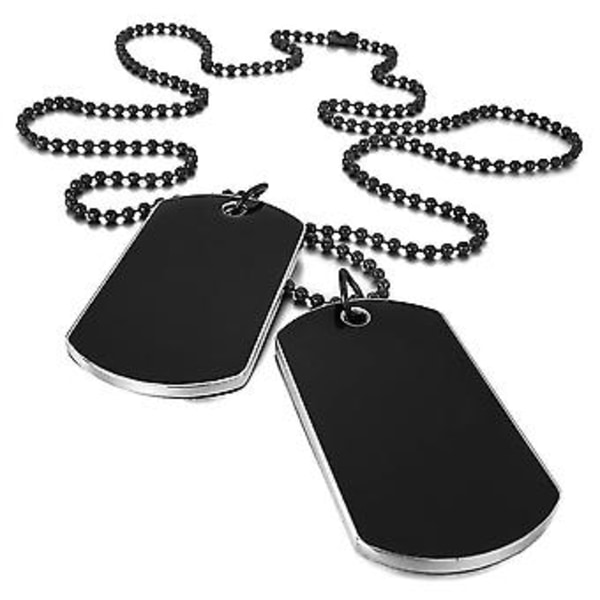 2 stk. Legeringsanheng Halskjede Anheng Dobbel Dog Tag Plate Motorsykkelkjede Halskjede 27