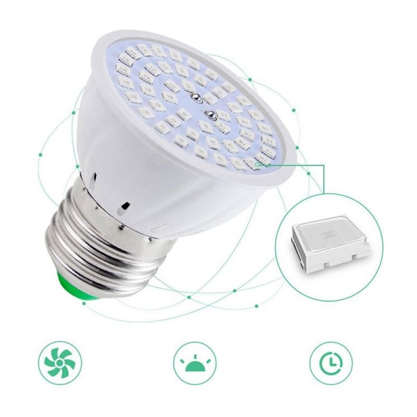 E27 80 Plantevækstlampe Led Spektrum Vækstpærer Frøplante Blomster Phyto Lampe til Indendørs Hydroponiske Planter