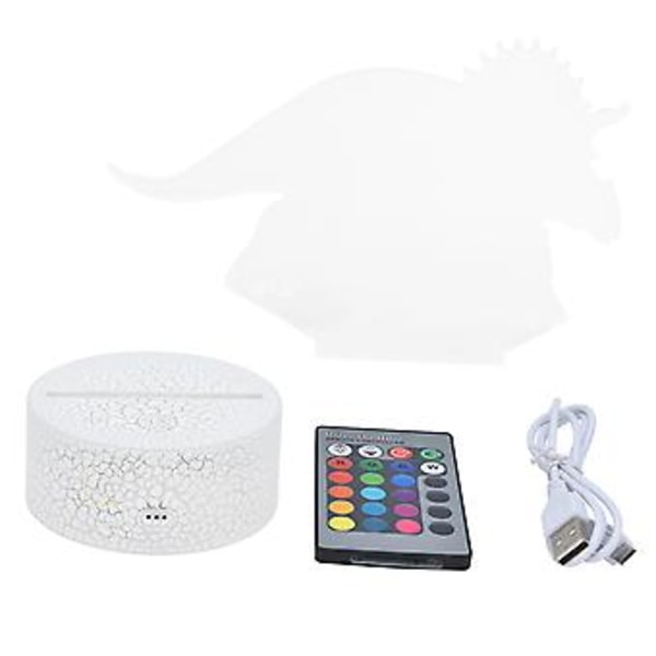 RGB Dinosaurformet Natlampe 16 Farver 4 Tilstande Dæmpbar Bordlampe Gave med Touch Fjernbetjening