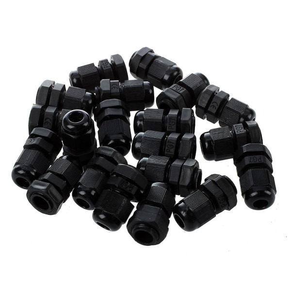 20 styks sort plastik vandtæt kabelforskruningsstik Pg7