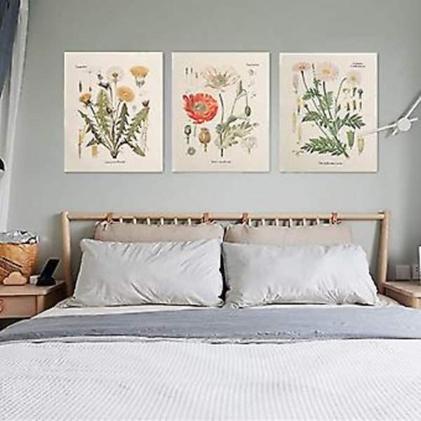 3 st Blomsterväv Väggbonad Vildblomma Växt Floral Vävdiagram Liten Väv För Sovrum