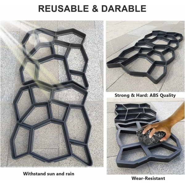 Betonform til fortov, formplader, forskalling, plastforme til betonplader til haven 42,5 x 42,5 x 4 cm