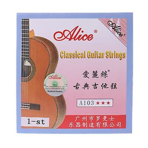 Alice A103 Nylonstreng 1. E 028 / 2. B 032 Høj Spænding Til Klassisk Guitar