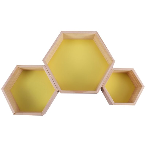 3st/ set Nordisk stil Barnrumsdekoration Honeycomb Hyllor Hexagon för barnrumsdekoration-Gul