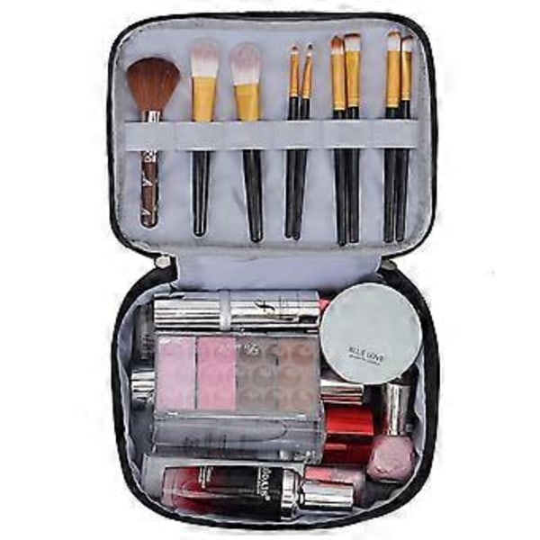 Makeup Taske Dobbelt Lag Rejse Kosmetik Taske Toilet Taske (sort)