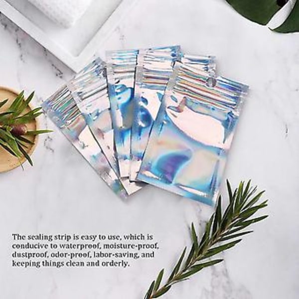 200 st Återförslutningsbara Mylar-påsar Luktsäkra påsar 5,8x9,9 cm Holografiska Färgade Aluminiumfoliepåsar