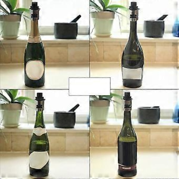 Champagnestopper i rustfritt stål, champagneflaskestopper med pumpe, egnet for musserende vinflasker - Svart