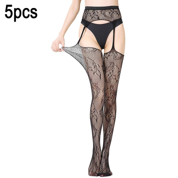 5 Pack Black Fishnet Stockings Hight Waist Tights Thigh High Pantyhose Pantyhose Combination 3