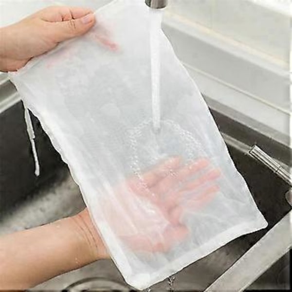 Sojamjölk Vinfilterpåse Nötmjölkspåse Yoghurtfilter Nät Mesh Kök Mat Återanvändbara Nylonfilterpåsar Sil L