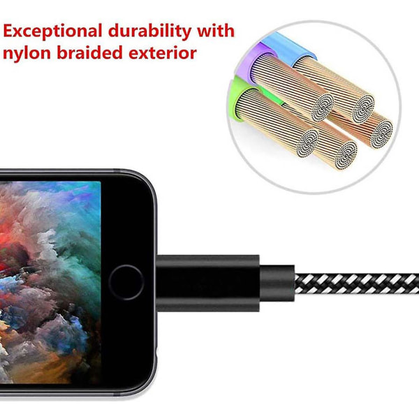 Usb C Lightning -kaapeli 1 m, nailonista valmistettu latauskaapeli, virransyöttö, pikalataustila iPhone 11/11 Pro / 11 Pro Max / Xr / Xs Max / Xs / X /