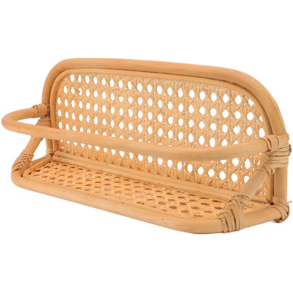 Rattan vägg hylla handgjord hållbar naturlig rotting hängande vägg förvaring hylla för badrum kök vardagsrum