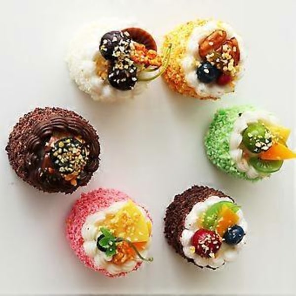 6 st Konstgjorda Simuleringskakor, Realistiska Muffin Bröd Dessert Modell Falsk Display Kaka Fotografi Rekvisita Heminredning