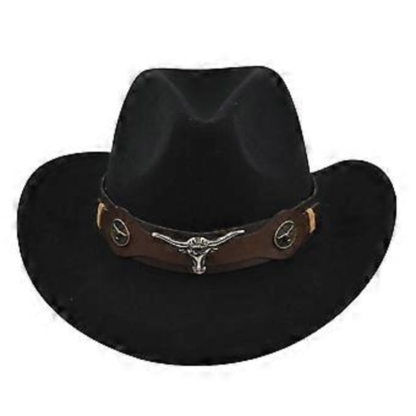 Cowboyhatt Retro Jazzhatt Silverkedja Ulltopp Hatt Filt Hatt Retro Faux Får Hatt Cowboyhatt