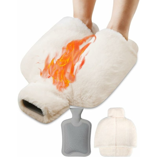 Foot Warmer, 2L Non-Electric Foot Warmer with Plush Cover, Durable Non-Slip Sole, Reusable Foot Warmer