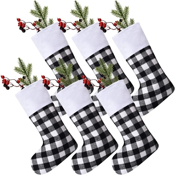 Pieces Buffalo Plaid Christmas Stocking Classic Stocking Decorations Christmas Stocking with Plush Cuff for Family Christmas Party Decoration (Red B