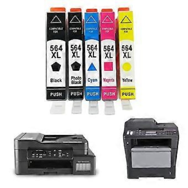 5 Farver Blækpatron Udskiftning til HP564xl Photosmart D5445 D5460 D5463 D5468 Printer Høj Kapacitet Blækboks Fuld Blæk
