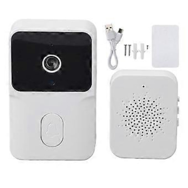 Tuya Smart Dörrklocka med HD Mörkerseende WIFI 2-Vägs Intercom Realtidsvisning för Hemsäkerhetssystem Vit