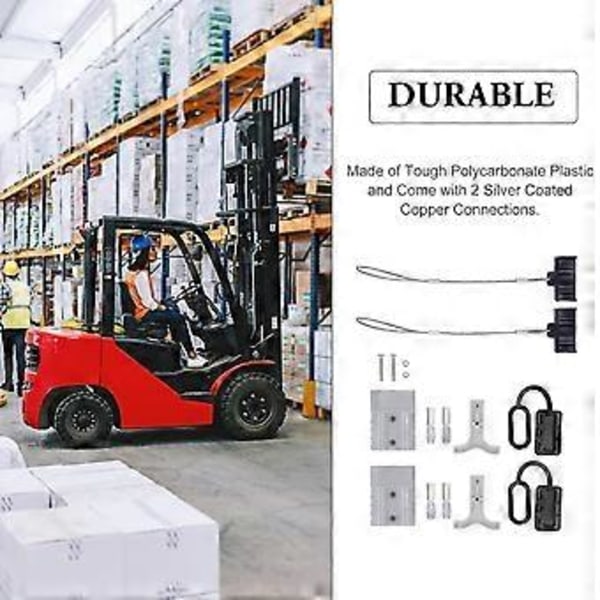 2 Sæt Batteri Hurtigstik Sæt PC Skal Sølvbelagt Kobber Terminal Batteri Hurtig Tilslut Frakoblingsstik 50A 600V