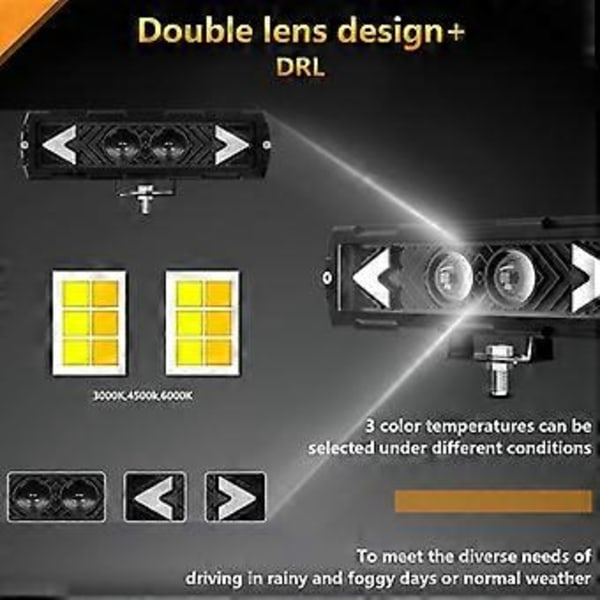 6 tommer LED Lysbjælke 120W LED Bjælke Offroad Arbejdslys Hvidt Gult Kørelys til Bil Lastbil ATV SUV RV Motorcykel