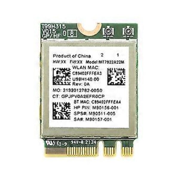LAN-kort Brukt for MediaTek- Wi-Fi 6E MT7922 2400Mbps M2- Trådløst Nettverkskort Innebygd i Doble- IPEX MHF4 Antenner Testet