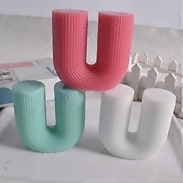 U-formet duftlysform, DIY geometrisk lys silikoneform lysfremstillingsform harpiksform