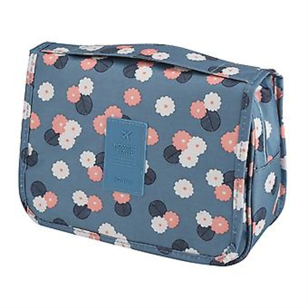 HDWISS Necessär Hängande Förvaringsväska Kosmetikorganisatör för Resor Badrum (Blå Blomma)