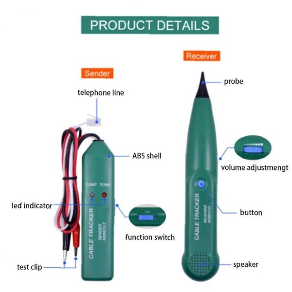 Multifunktionel trådløs tester, kabeldetektor, MS6812 robotplæneklipper kabeldetektor, LAN netværkskabel netværkskabel linjetester, robotplæneklipper ledning C