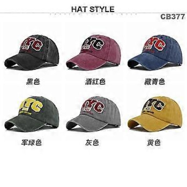 NYC tredimensionel broderi baseballkasket broderet skyggekasket vasket for at give et gammelt udseende solskærm buet skygge hat bred skygge hat Asien